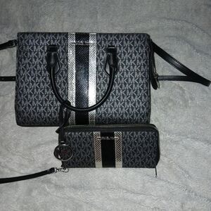 Michael Kors Black and Silver Women's Bag Set